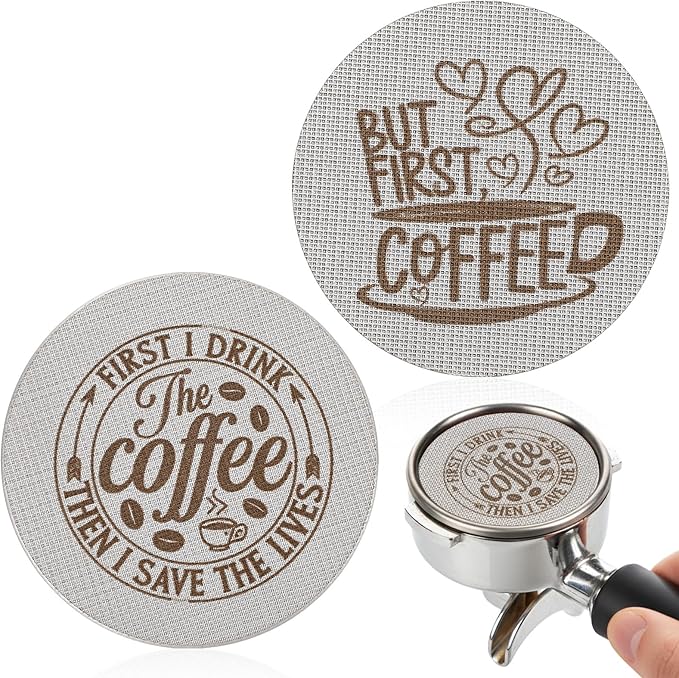 Grevosea 2 Pieces 53.3mm Espresso Puck Screen, 1.7mm Thickness 150μm Reusable Espresso Filter Screen Stainless Steel Coffee Filter Mesh Plate for Espresso Portafilter Filter Basket