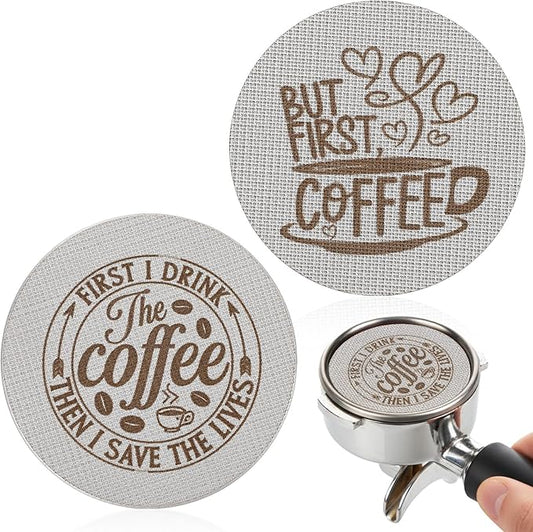 Grevosea 2 Pieces 53.3mm Espresso Puck Screen, 1.7mm Thickness 150μm Reusable Espresso Filter Screen Stainless Steel Coffee Filter Mesh Plate for Espresso Portafilter Filter Basket
