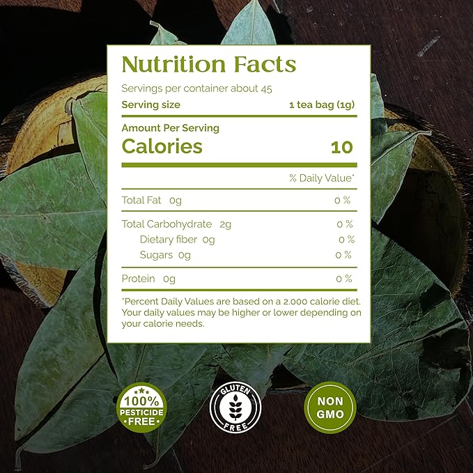 Organic Pharmacist Premium Soursop Tea Bags, Graviola Leaf Tea, Guanabana Teas, Guyabano Herbal Tea, Soursop Bitters Teas, Shredded Ground Leaves, 25 Count, New & Improved