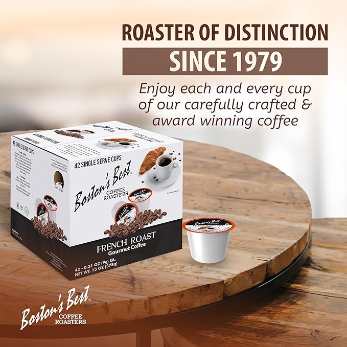 Boston’s Best - Rich & Bold French Roast Gourmet Delectable Dark Roast Coffee, Compatible with Keurig Coffee Maker, 1 Count (42 Single Serve Cups)