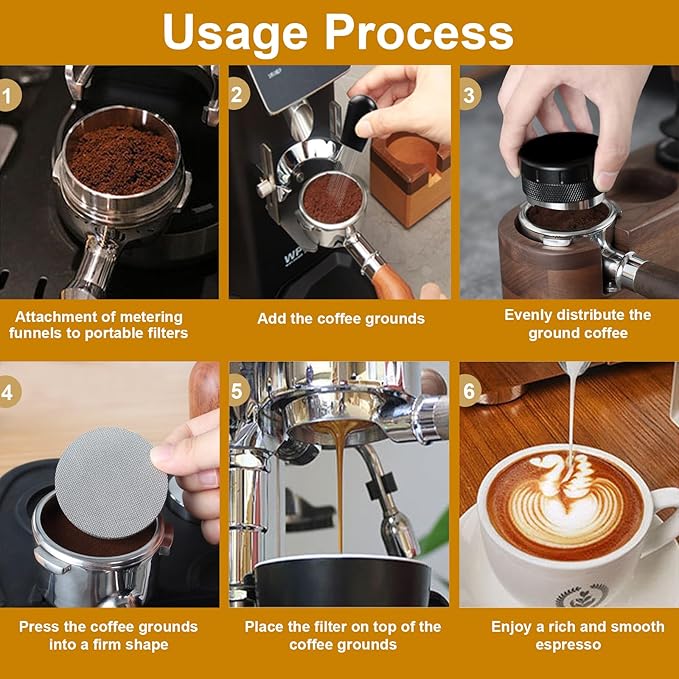 51mm Espresso Accessories Kit, Espresso Distributor, Dosing Funnel and Puck Screen Set, WDT Tool Espresso, Coffee Tamper Espresso Machine Accessories for 51 mm Portafilter Barista Tools