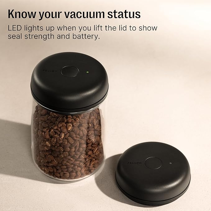 Fellow Atmos Electric Vacuum Canister & Storage Container - Airtight Coffee & Food Storage Containers - Coffee Containers - (Matte Black, 1.2 Liter)