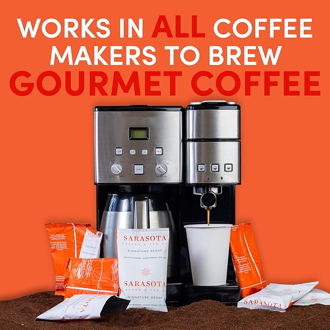 Coffee Packets – Bulk Decaf Fractional Packs Sampler Set, Gourmet Low Acid Mold Free 1.75 oz Single-Pot Pouches for 12 Cup Brewers, 100 Count Box – Sarasota