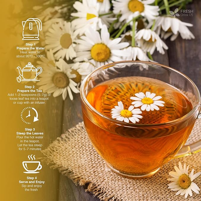 FreshDrinkUS, Chamomile Mint Tea Bags | 135 Count | Refreshing Herbal Blend of Chamomile Flower, Peppermint, Lemon Balm & other herbs – Smooth Floral & Minty Flavor – Premium Quality, Caffeine-Free