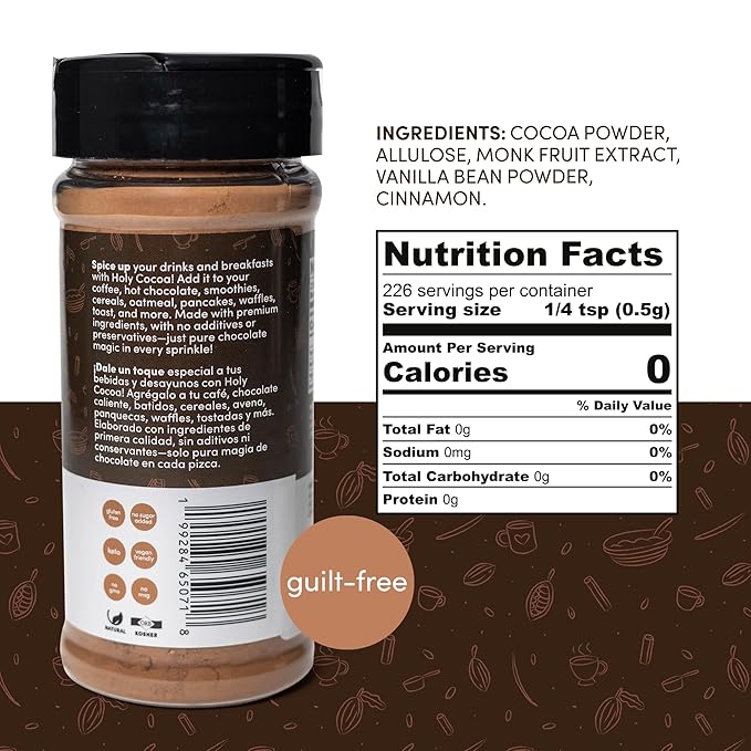 My Secrets Peggy's Food Holy Cocoa Powder - Premium 100% Natural Unsweetened Pure Cacao for Coffee, Smoothies & Desserts - Rich Dark Chocolate Flavor, Vegan, Keto, No Additives - 4 Oz