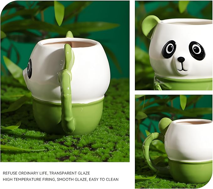 Cute Panda Coffee Mug 16 oz 3D Animal Mug,Cartoon Ceramics Figurine Tea Cup, Funny Offices Gifts for Coworkers & Work Besties,Birthday Gifts for Women Men Girls Pandas Lovers