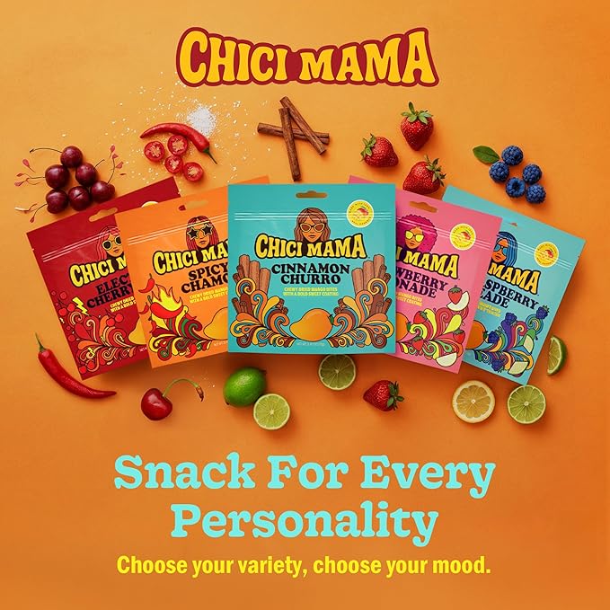 Chici Mama Spicy Chamoy Mango Bites – Made with Real Mango | Chewy, Juicy Candy-Alternative Treat | No Artificial Colors, Flavors, or Sweeteners | Gluten-Free, Naturally Vegan & Free of Major Allergens | Better-For-You Snack | 2 Pack - 70g