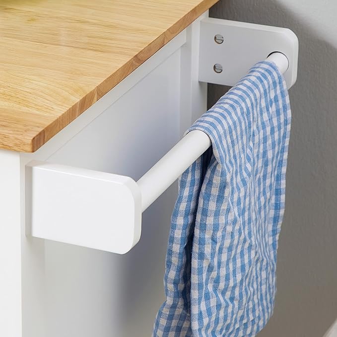 HOMCOM 27" Rolling Kitchen Island Cart with Drawer and Glass Door Cabinet, Kitchen Trolley with Adjustable Shelf and Towel Rack, White