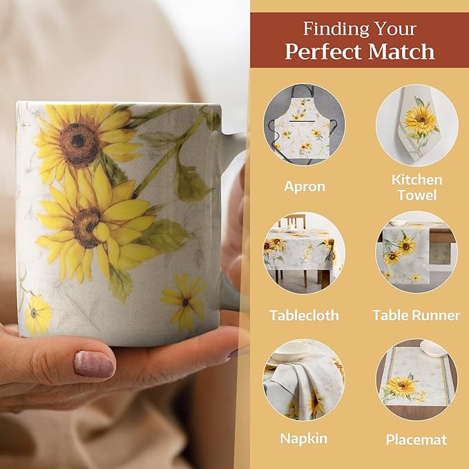 Maison d' Hermine Coffee Mug with Handles Fine Bone China Mugs Pack of One Tea Cups for Hot Beverages Cappuccino Latte Home Restaurant Office Perfect for Gift (Candice - Tournesol, 12 Ounce)