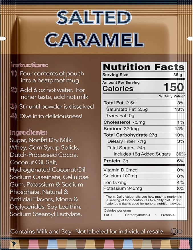 Double Donut Salted Caramel Hot Chocolate, Flavored Hot Chocolate Packets, Salted Caramel Hot Cocoa Mix, 18 Count