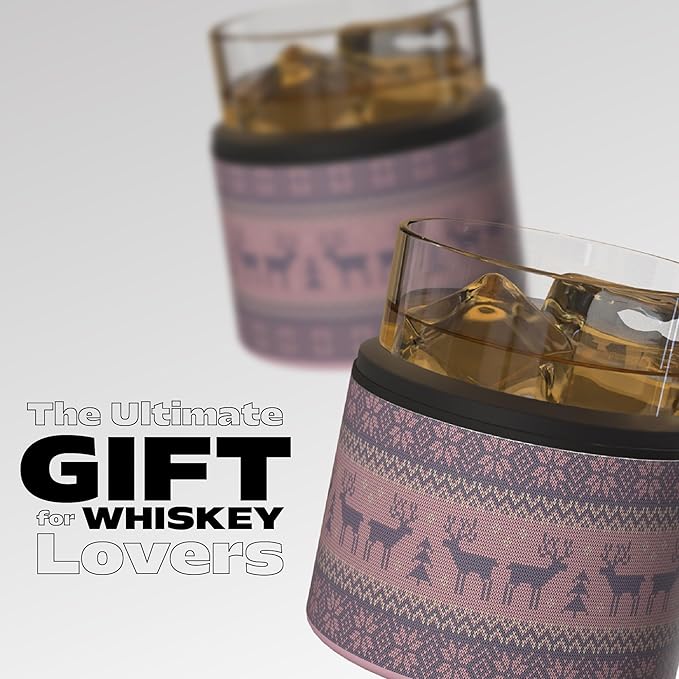 asobu Whiskey Sleeve Glass – Insulated Bourbon Tumbler with Premium Rocks Glass, BPA-Free, Double-Wall Stainless Steel, Keeps Drinks Cold Longer, 10.5oz