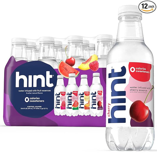 Hint Bottled Water, 4-Flavor Purple Variety Pack - Purified Water Beverages with Zero Calories, Natural Flavors, and Sugar Free - 16 Fl Oz (Pack of 12)