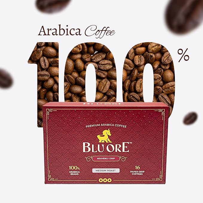 Blu Ore Premium Vietnamese Coffee - Medium Roast - Single Serve Pour Over (16 Pack) - 100% Arabica Drip Bag Coffee, Eco-Friendly Filter, Travel Friendly, No Preservatives
