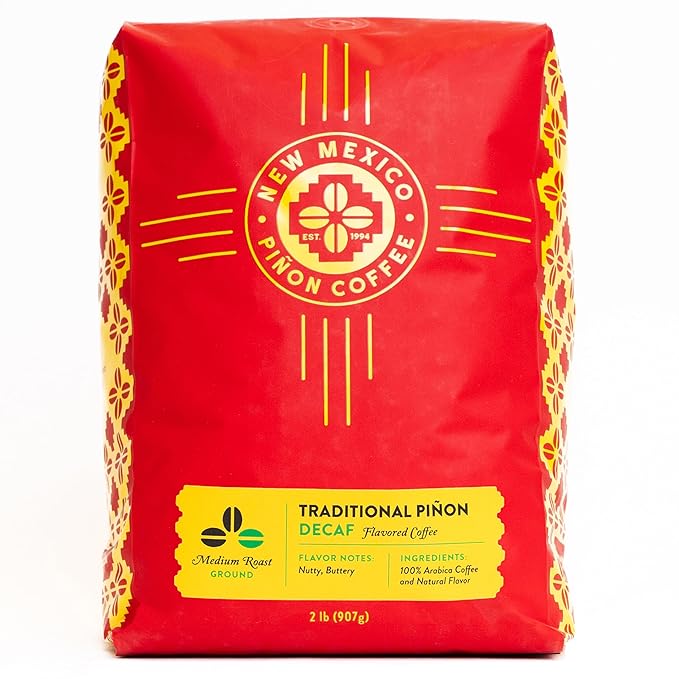 New Mexico Piñon Coffee Naturally Flavored Coffee (Traditional Piñon Ground Decaf, 2 pound)