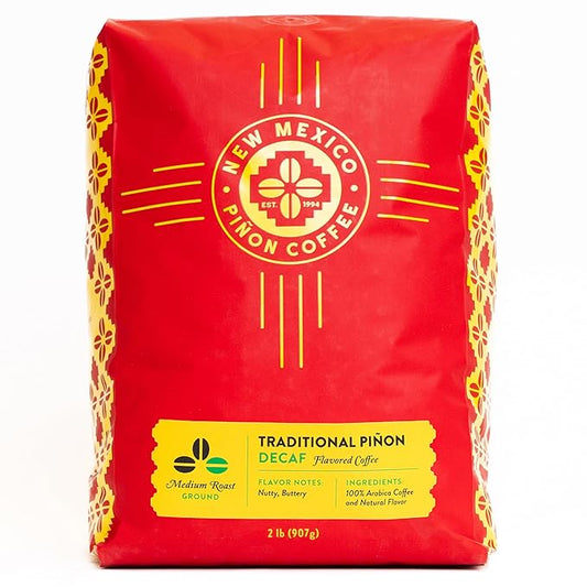 New Mexico Piñon Coffee Naturally Flavored Coffee (Traditional Piñon Ground Decaf, 2 pound)