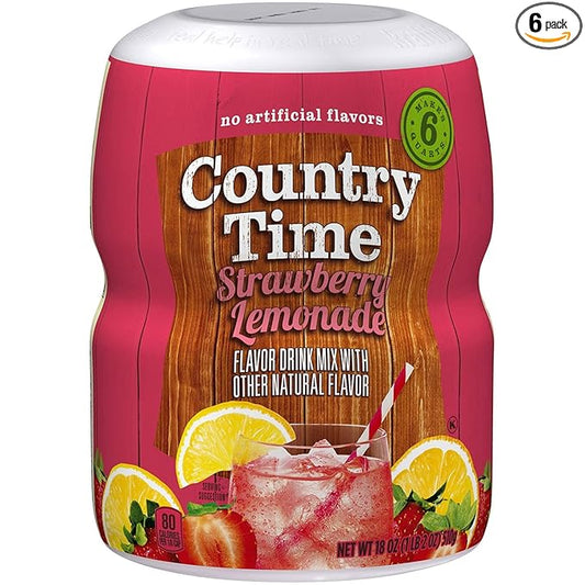 Country Time Strawberry Lemonade Drink Mix, 18 Ounce (Pack of 6)