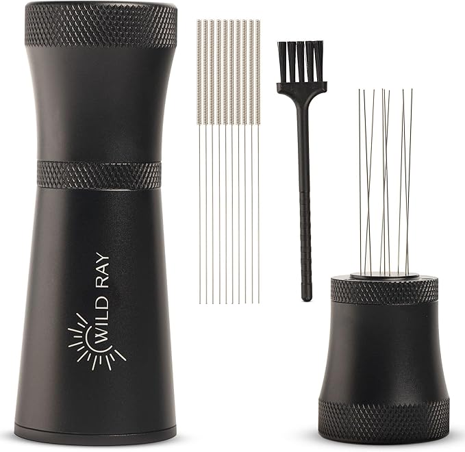 WDT Tool Espresso Distributor - WDT Espresso Set - 0.35mm 9 Needle Espresso Distribution Tool w/ 10 Espresso Needle Distributor - Aluminum Alloy Coffee Distribution Tool - Espresso Accessories Kit