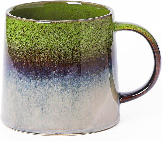Mkour 20oz Large Ceramic Coffee Mugs, Handmade Cup, Big Tea Cups with Large Handle for Office and Home, Microwave and Dishwasher Safe (Light Green)