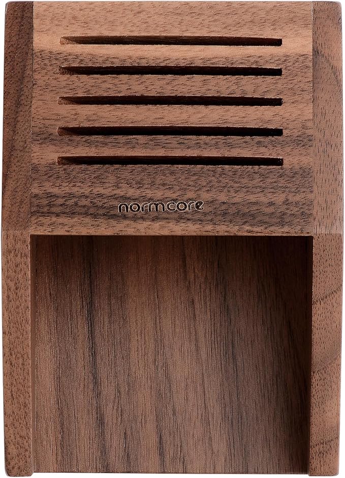 Normcore Espresso Filter Holder and Organizer, Holds 5 Puck Screens, Compact Countertop Storage for Paper Filters and Diffuser Screens, Genuine American Walnut Wood