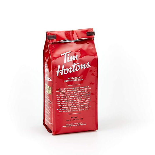 Tim Hortons Original Blend, Medium Roast Ground Coffee, Perfectly Balanced, Always Smooth, Made with 100% Arabica Beans, 12 Ounce (Pack of 6)