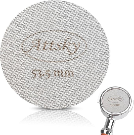 Attsky 53.5mm Espresso Puck Screen, Espresso Filter for 54mm Portafilter Filter Basket, Reusable Espresso Screen with 1.7mm Thickness 150μm 316 Stainless Steel
