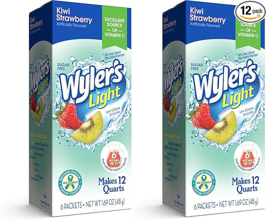 Wyler's Light Pitcher Packs, Water Drink Mix,Kiwi Strawberry,6 Pitcher Packets (Pack of 2)