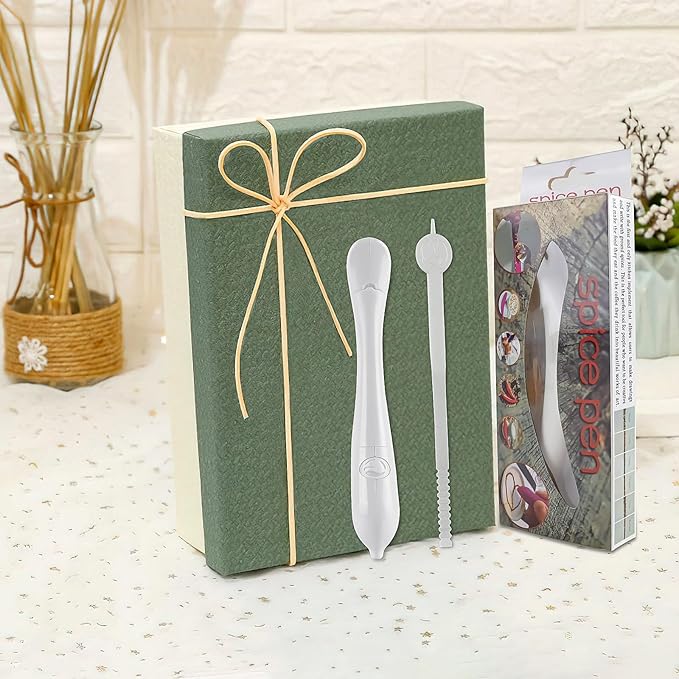 Spice Pen for Electrical Coffee Art for Latter &Food,DIY a Variety of Special Creative Pattern with All Natural Materials-Coffee Grounds, Cocoa Powder, Ground Sugar (White)