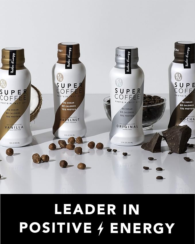 SUPER COFFEE, Keto Protein Coffee (0g Added Sugar, 10g Protein, 70 Calories) [Caramel] 12 Fl Oz, 12 Pack | Iced Smart Coffee - SoyFree GlutenFree