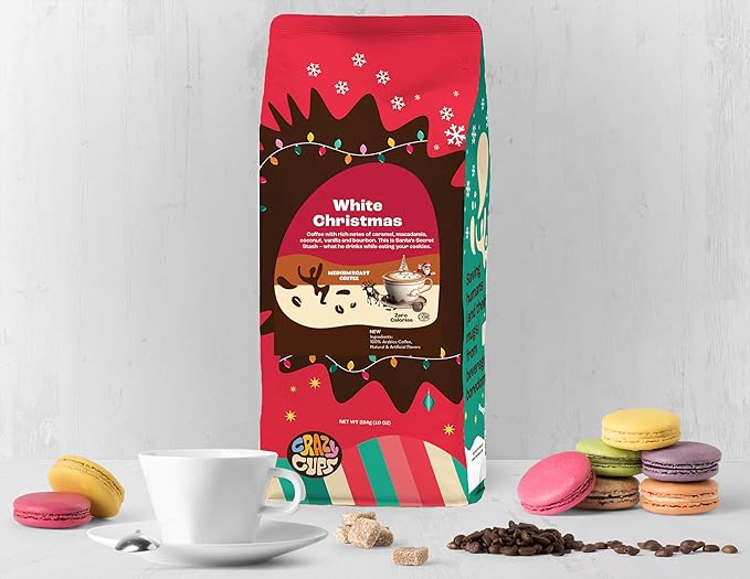 Crazy Cups Flavored Ground Christmas Coffee, White Christmas Coffee, For Brewing Flavored Hot or Iced Coffee, 10 oz Bag (Pack of 3)