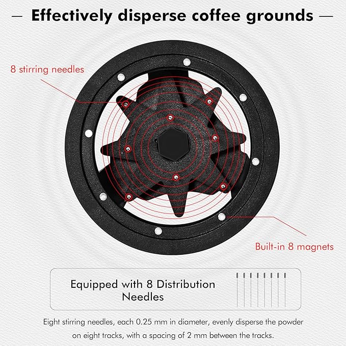 54mm Press & Spin WDT Tool, Espresso Stirrer with 8 Needles, Magnetic Base, Adjustable Depth, Compatible with Breville BES870/BES875/BES878/BES880, Barista Coffee Distribution Tool