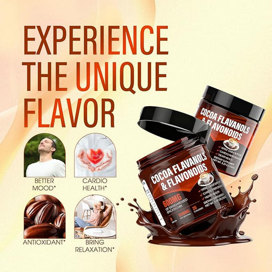 High Flavanol Cocoa Powder, Cocoa Flavanols 1200mg & Flavonoids, Improve Circulation, Energy, Supports Heart Health (3)