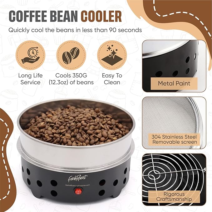 Fresh Roast SR800 Coffee Roaster Bundle – Home Coffee Roasting Machine with Glass Extension Tube, Bean Cooler & Green Coffee Samples