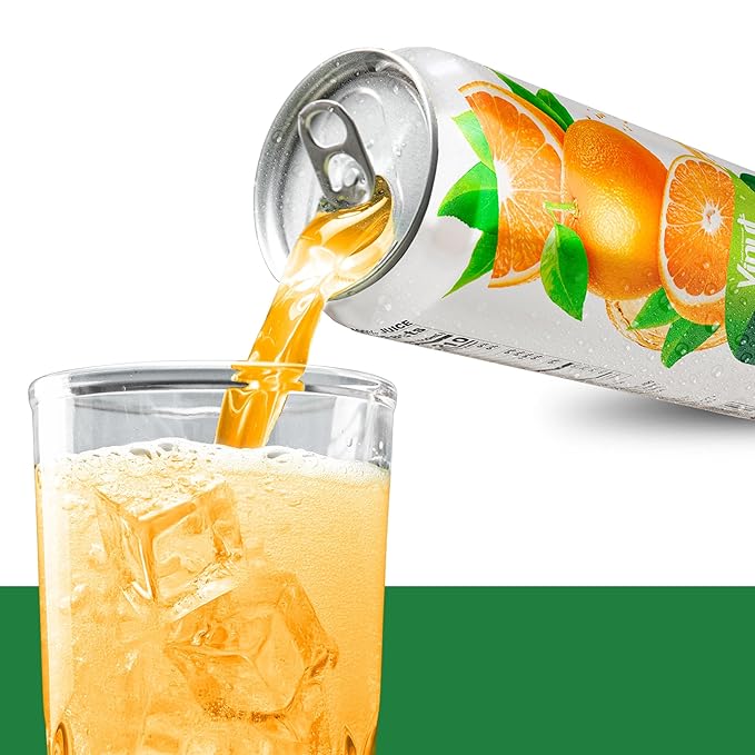 VINUT 100% Orange Juice, No Added Sugar, Never From Concentrate, 16.9 fl oz (500 mL) Can, Pack of 12