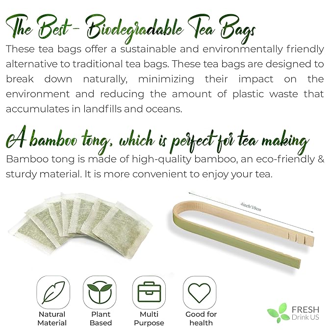 FreshDrinkUS, Premium 120 Lemon Balm Leaf Tea Bags, 100% Natural & Pure from Lemon Balm Leaves. Loose Leaf Herbal Te. No Sugar, No Caffeine, No Gluten, Vegan.