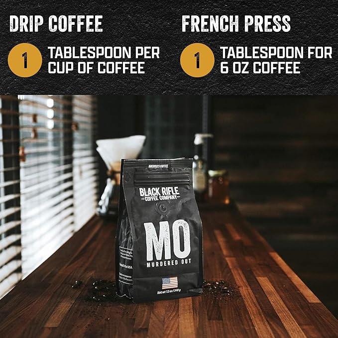 Black Rifle Coffee Company Murdered Out, 12oz Bag, Whole Bean Dark Roast - Roasted Blend Made from Arabica Beans - Colombian & Brazilian Beans - Veteran Founded & American Made
