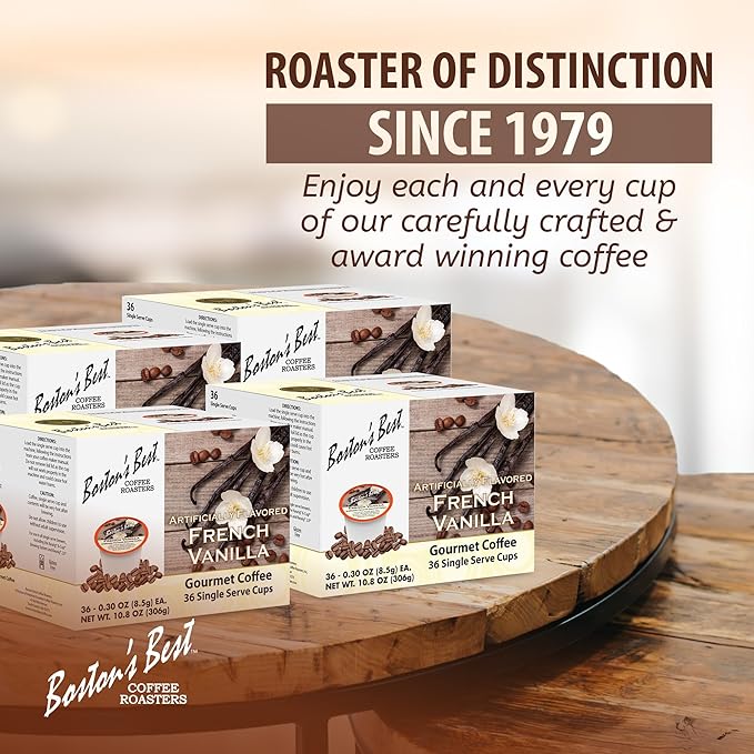 Boston’s Best - French Vanilla Medium Roast Gourmet Coffee, Delicious Flavored Compatible with Keurig Coffee Maker, 1 Count (144 Single Serve Cups)