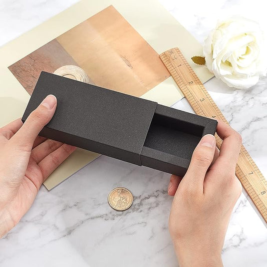 BENECREAT 12PCS Brown Kraft Packaging Drawer Box 4.8x2x1.5 Inch Cardboard Present Box for Lipstick, Small Perfume Essential Oil Bottle, Christmas, Festival Gift Packaging
