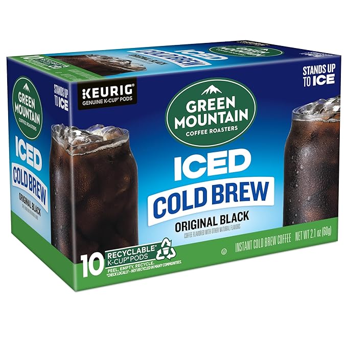Green Mountain Coffee Roasters Original Black Iced Cold Brew Coffee, Single Serve Keurig K-Cup Pods, 60-Count Box (6 Packs of 10)