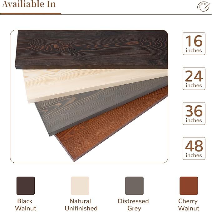 Marsmiles Wood Floating Shelves | 36 Inch Mahogan Wall Shelves Set of 2 | 36" W x 6.7" D Rustic Wooden Shelves for Bathroom Kitchen Living Room Bedroom
