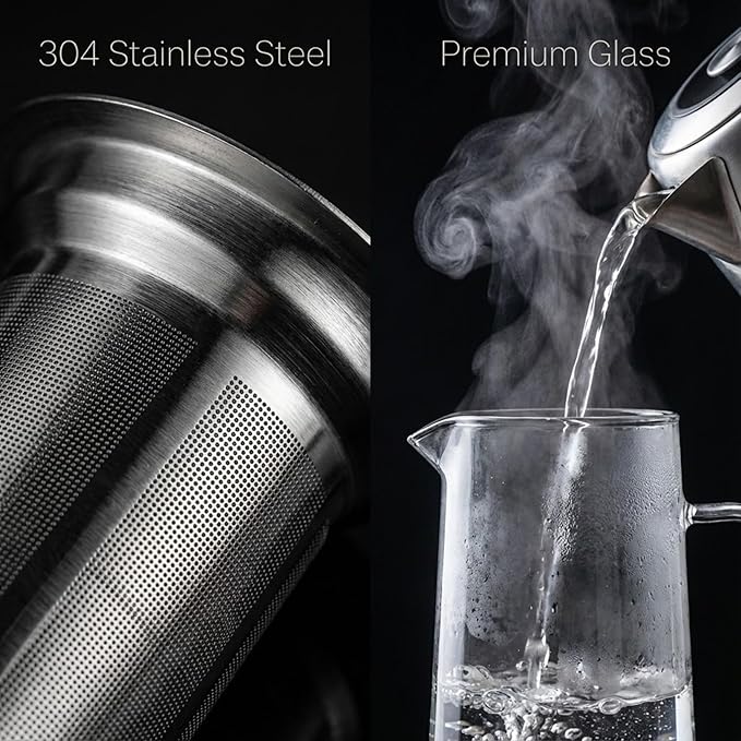 Cold Brew Coffee Maker & Ice Tea Maker, 1.4L/48oz Cold Brew Pither, Borosilicate Glass Carafe with Stainless Steel Filter, Airtight Lid, Dishwasher Safe, Easy to Use | Mannual & Brush Included