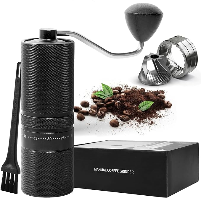 Manual Coffee Grinder with 60 Adjustable Settings, Portable Hand Coffee Bean Mill with 28g Capacity, Stainless Steel Conical Burr Coffee Bean Grinder for French Press, Pour Ove,Gifts for Coffee Lovers