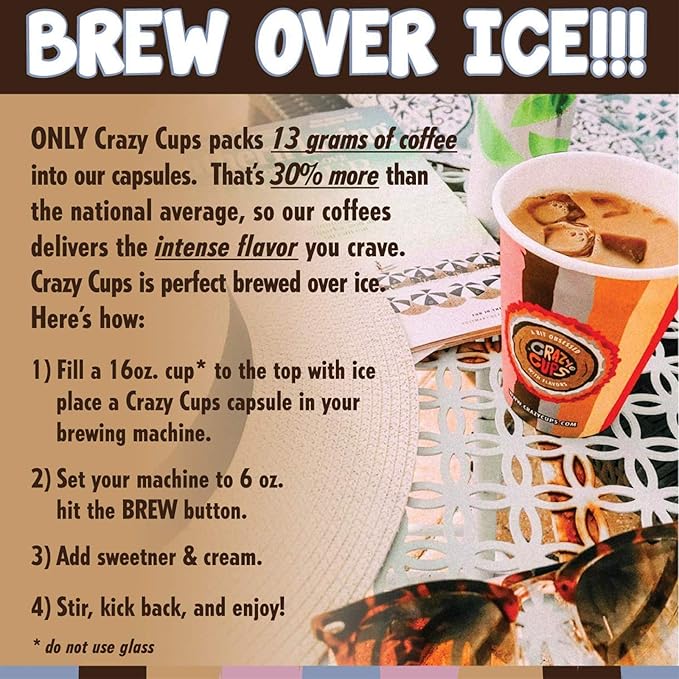Crazy Cup Flavored Coffee Pods, Blueberry Coffee Pods, Blueberry Cobbler Coffee in Recyclable Single Serve Cups For Keurig K Cups Machines, 22 Count