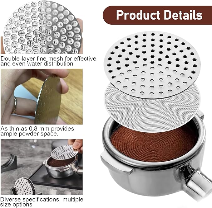 51mm Espresso Puck Screen, 1.7mm Thick 150μm Stainless Steel Coffee Filter Plate, Reusable Lower Shower Screen for 51mm Portafilter Baskets, Anti-Channeling Barista Tool