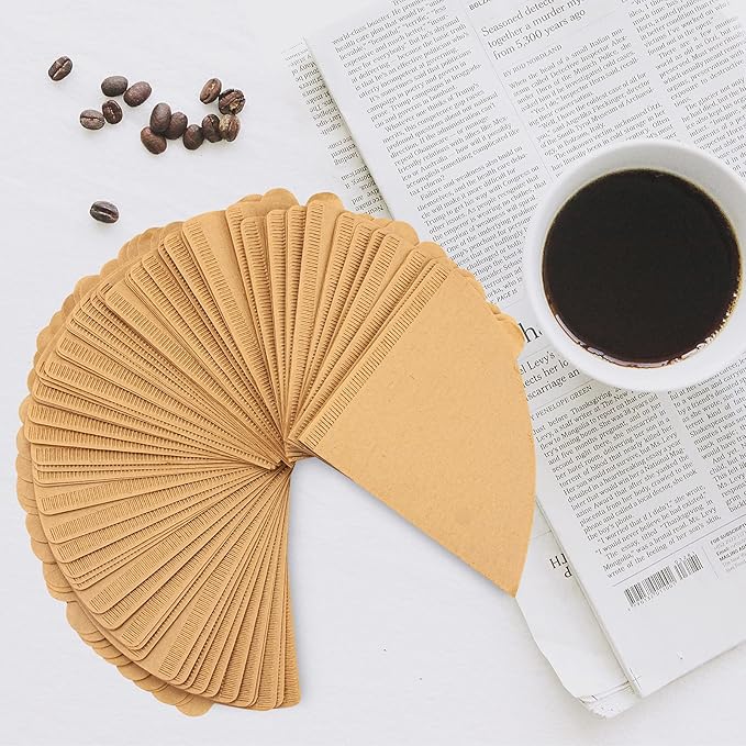 Coffee Filters 2, Cone Coffee Filters, Disposable Natural Paper Filter 1-4 Cup, Pour Over Coffee Filter Compatible with V60 and Drip Coffee Maker, (Unbleached, 100 Count)
