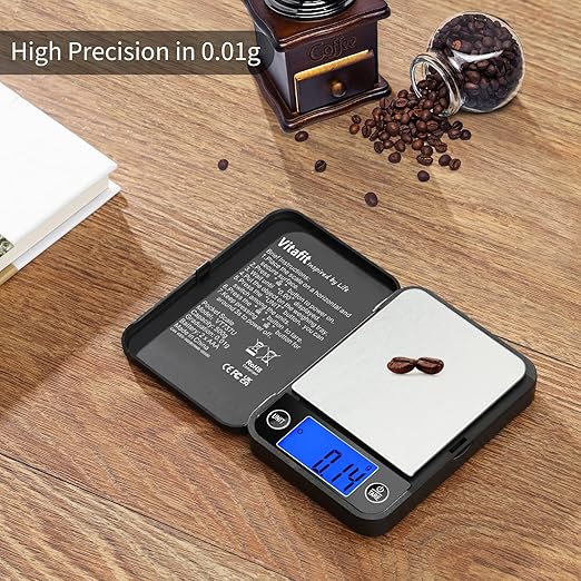 Vitafit 500g Digital Pocket Scale,High Accuracy Assured by Scale Professional Factory Since 2001, Gram Scale 0.01g for Multifunction: Lab,Food, Kitchen,Coffee,Jewelry; Black