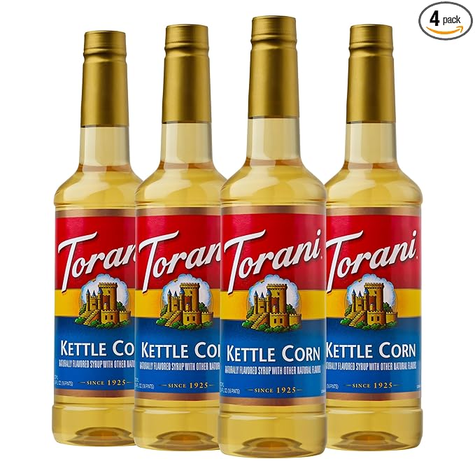 Torani Kettle Corn Flavored Drink Syrup, 25.4 fl oz (Pack of 4)