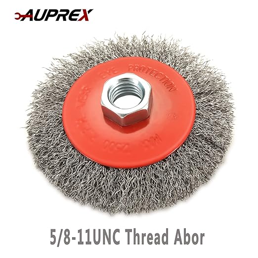 5 Pack 4 Inch Coarse Crimped Wire Wheel Brush for Angle Grinder with 5/8 Inch-11 Threaded Arbor - 0.014 Inch Carbon Steel Wire -Light Duty Conditioning for Metals