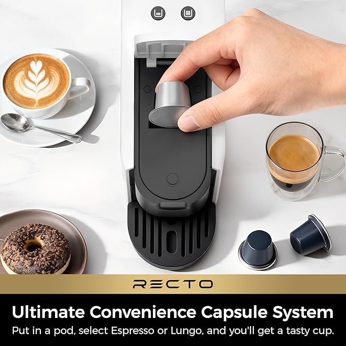 CHULUX RectoCafé Espresso Machine for Nespresso Original Capsule Pod, 20 Bar Professional Italian Pump Coffee Machine, Extra Mini Espresso Maker for Home & Office, White
