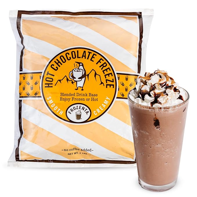 Frozenta At Home Freeze Frozen Beverage Mix used with Milk, Cold Brew and Espresso to create frozen Frappes, Mochas, Lattes and Hot Chocolate too (20 Servings, Hot Chocolate Powder)