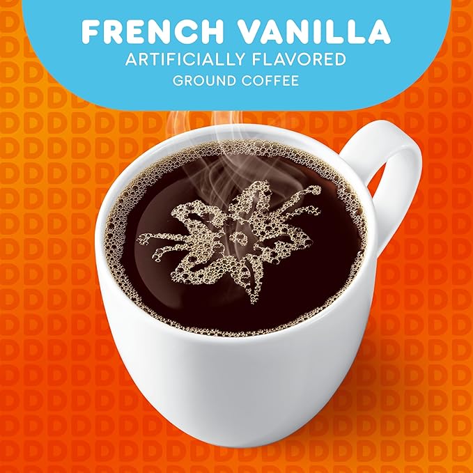 Dunkin' French Vanilla Flavored Ground Coffee, 18 Ounce (Pack of 6)